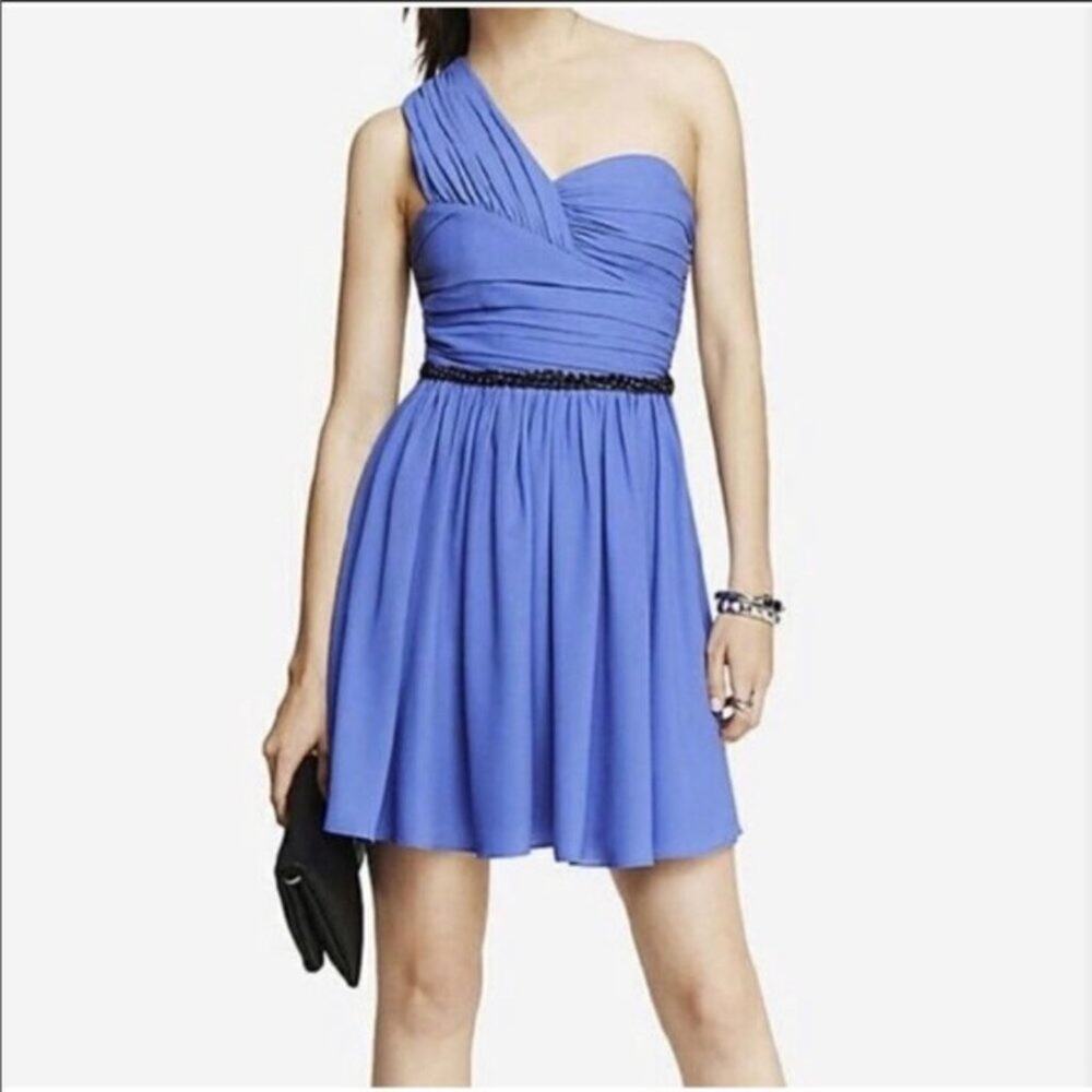 EXPRESS Periwinkle Blue One Shoulder Cocktail Dress Size 8